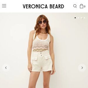 Veronica Beard 2024 sold out ecru-colored denim shorts.